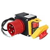 KOA7 3 phasig 400V Schalter Stecker Kombination AYWHP IP55 Schalter Stecker mit 80cm Kabel, Phasenwender und Magnet Notausschalter Kompatibel KEDU KOA7