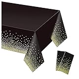 MultiValue 2 Pack Gold Dot Tischdecken Tischdecken, Party-Tischdecken 137 x 274 cm, Punkt-Konfetti-Tischdecken für drinnen oder draußen, Geburtstagsparty, Hochzeiten, Weihnachten (schwarz)