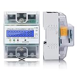 BOSYTRO Stromzähler 3 Phasen Stromzähler Hutschiene 230 / 400V 5-100A, Digitaler Stromzähler,drehstromzähler 3-Phasen 4-Draht Geeicht Drehstromzähler für Leistungsmesssystemen Eing
