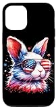 Hülle für iPhone 15 Bunny Amerikanische Flagge USA 4. Juli Patriotisches Kaninchen lustig