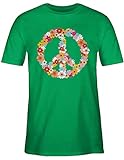 T-Shirt Herren - Sprüche Statement - Peace Flower Power - Hippie Peace Zeichen Friedenszeichen 90er 70er - XL - Grün - Tshirt männer Plant Lovers Shirts Kurzarm 90s tischert 60er Shirt - L190