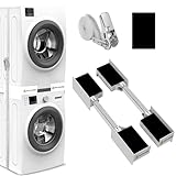 NIUXX Universal Zwischenbaurahmen, Verbindungsrahmen für Waschmaschine und Trockner mit Zurrgurt, einstellbare Größe 44.5-64 cm, Stapelhalterung für platzsparende Waschmaschinen-Trockner-Komb