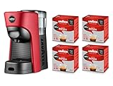 Lavazza Modo Mio Kaffeemaschine Tiny Eco rot mit 64 Kapseln in roter Qualität inkl. Espressomaschine aus recyceltem Kunststoff, 1450 W, 220-240 V, 50/60 Hz, 0,6 L