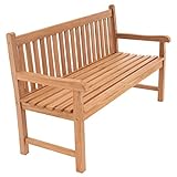 Divero 3-Sitzer Bank Holzbank Gartenbank Sitzbank 150 cm – zertifiziertes Teak-Holz behandelt hochwertig massiv – Reine Handarbeit – wetterfest (Teak behandelt)