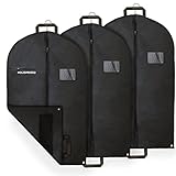 3 x Kleidersack Anzug ATMUNGSAKTIV | 60x100 cm | Hochwertige Kleidersäcke mit Reißverschluss für Sakko & Hemd | Anzugtasche, Kleidertasche Optimal für Aufbewahrung & Reise Schutzhülle | Kleiderhü