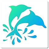 GORGECRAFT Delphin-Schablone 18x18 cm Kunststoff Quadratisch Malschablonen Wiederverwendbar Sommer-Ozean-Thema Zeichenvorlage Zum Malen Auf Wand Möbel Stoff Scrapbooking Karten DIY Kunsthandwerk