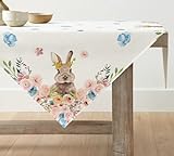 Artoid Mode Hase Blumen Ostern Tischdecke, Tischwäsche Frühling Küche Tisch Dekoration Drinnen Urlaub Party Dekor 85x85