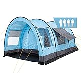 CampFeuer Zelt Relax4 für 4 Personen | Hellblau/Grau | Variables Tunnelzelt mit großem Vorraum, 5000 mm Wassersäule | Abtrennbare Schlafkabine | Gruppenzelt, Campingzelt, F
