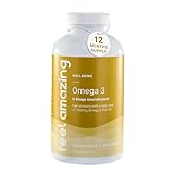 Feel Amazing Omega 3 Softgels: One-a-Day (Ganzjahresversorgung für 360 Tage) – 1000 mg Fischöl pro Softgel mit 180 mg EPA, 120 mg DHA & 3 mg Vitamin E – Premium Herz- und Gehirngesundheitsschub