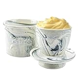 Keramik Butterdose 6 oz/180 ml Französische Butterdose mit Deckel Butterdose Porzellan Wassergekühlt mit Wasserlinie Keramik-Butterbehälter Porzellan Buttertopf für Frische und Streichfähige B