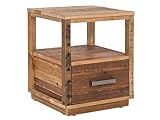 Woodkings® Nachttisch Woodville Holz rustikal Schlafzimmer Beistelltisch Nachtkommode Nako Design Massive Naturmöbel Echtholzmöbel mit Schublade (Rec. Pinie)