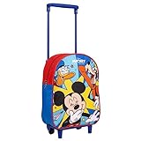 Disney Mickey Mouse Rucksack mit Rollen, Mickey Pluto und Donald Design Schultasche, Kinder-Trolley-Rucksack, Reiserucksack, Geschenk fü