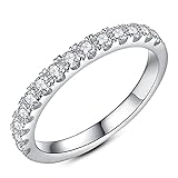 Mejewri Moissanite Eheringe, Ring Silber 925 Damen Eheringe Weissgold Dimond Ring Vergoldet Dupes Wedding Ring VVS1 D Farbe 2.0mm 63