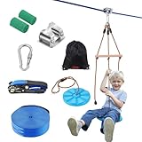 VEVOR Zipline-Set für Kinder & Erwachsene, 16,7 m Zipline-Sets bis zu 227 kg, Seilrutschen für den Außenbereich im Hinterhof, Spielplatzunterhaltung mit Zipline, Nylon-Sicherheitsgurt & Zubehö