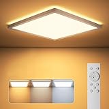 Matane LED Deckenleuchte Dimmbar, 24W Deckenlampe mit Fernbedienung, Panel Flach 3000K-6500K 2400lm für Wohnzimmer Schlafzimmer Kinderzimmer Badezimmer-Modern Eckig Ultraslim Weiß, 30x2.5