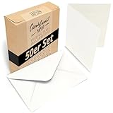 Japun - 50er Set blanko Falt-Karten inkl. Briefumschläge, Klapp-Karten zum gestalten, beschriften oder bedrucken - DIN A6 / C6 - weiß