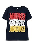 NAME IT Boy's NKMNIK Marvel SS TOP NOOS MAR T-Shirt, Dark Sapphire, 134/140