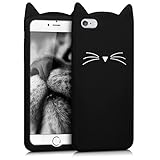 kwmobile Schutzhülle kompatibel mit Apple iPhone 6 Plus / 6S Plus - Hülle Handy - Handyhülle - Silikon Cover Case Katze Schwarz Weiß