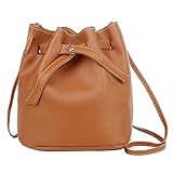 Damentaschen Trendy Fashion Drawstring Lady Bag Border Lässige Handtasche Umhängetasche Taschen Damen Gelb (Brown, One Size)