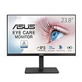 ASUS Eye Care VA24EQSB - 24 Zoll Full HD Monitor - Rahmenlos, ergonomisch, Flicker-Free, Blaulichtfilter, Adaptive-Sync - 75 Hz, 16:9 IPS Panel, 1920x1080 - DisplayPort, HDMI, D-Sub, USB Hub, schw