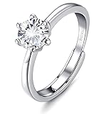 KALVICA 925 Sterling Silber Ringe für Damen Verstellbarer Verlobungsring mit Weiß Zirkonia Engagement Ring Trauringe Eternity Promise Ringe for Coup
