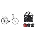 F.lli Schiano E-Moon 28 Zoll E-Bike, City Elektrofahrrad für Damen Herren & BÜCHEL Fahrradkorb vorne | Einkaufs-Tasche I Faltb