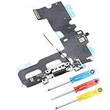 MMOBIEL Ladebuchse Kompatibel mit iPhone 7 2016 - Dock Connector Flex Kabel - Audio Jack/Mikrofon/Antenne Ersatz - Inkl. Schraubenzieher - Schw