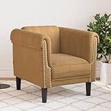 Keyroto Sessel aus Samt, Sessel für Wohnzimmer, Schlafzimmer, Samt, Lesesessel aus Samt, braunes S