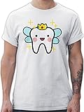 T-Shirt Herren - Karneval & Fasching - Zahnfee mit Krone - Zahnarzt Zahn-Fee Geschenk Zahnarzthelferin Zahnmedizin Geschenkidee Zahnmedizinische Fachangestellte - M - Weiß - faschingsshirt - L190