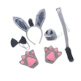 Amagogo Halloween Party Kostüme Cartoon Mädchen Tier Kostüm Bunny Stirnband Neuheit Bunny Kostüme Requisiten für Partys Bühnenauftritt, 4 Stück mit H
