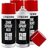 TECPO 4X Zinkspray Metall Alu Hell, 400ml Zink Alu Spray Rostschutzfarbe Korrosionsschutz Rostschutz Beschichtung Grundierung Korrosionsschutzmittel Metallschutzlack