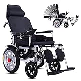 PXOCDEO Faltbarer Elektrische Rollstühle, elektrisch einstellbare Rückenlehne end Fußstütze, 24V Li-ion-akku, rollstuhl elektrisch faltbar Für Die Wohnung, ältere, Behinderte Menschen,20