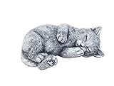 stoneandstyle Steinfigur Katze Minka träumend, massiver Steinguss, Frost- und wetterfest bis -30°C