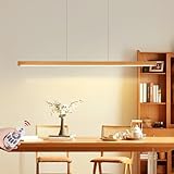 Moderne LED-Pendelleuchte Esstischlampe Holz-Pendelleuchte Dimmbare Lampe Designer Lineare Pendelleuchte Höhenverstellbarer Kronleuchter für Esszimmer Küche Büro Pendelleuchte (Holz, L100CM)