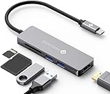 NOVOO USB C Hub (5 in 1) Aluminium mit HDMI 4K Adapter, USB 3.0 Anschlüsse, 1 SD und 1 microSD Kartenleser für MacBook Pro 2015/2016/2017, neues MacBook 12-Zoll, Chromebook und mehr Type-C G