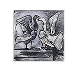 JAHER Pablo Picasso Gemälde – (zwei Tauben mit Flügelaufstrich) Poster Leinwand Kunstdrucke Geschenke Fotobild Gemälde Raumdekoration Heimdekoration 50 x 50