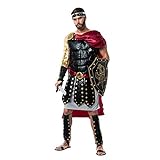 EraSpooky Herren Römisches Gladiator Kostüm mit Umhang Faschingskostüme Cosplay Halloween Party Karneval Fastnacht Kleid für Erw