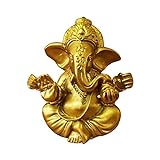 OTKARXUS Hindu-goldene Lord Ganesha-Statuen, 1 x Mini-indische Elefanten-Gott-Statue, Kunstharz-Skulptur, Ganesh-Figur, handgefertigte Elefanten-Ornamente, Dekoration für Zuhause, Büro,