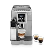 De'Longhi ECAM 23.466.S Perfetto Kaffeevollautomat mit LatteCrema Milchsystem, Cappuccino und Espresso auf Knopfdruck, Digitaldisplay mit Klartext, 2TassenFunktion, großer 1,8 l Wassertank, silb