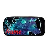Belidome Wolf-Federmäppchen mit Namen, personalisierbar, Stifthalter, Schulb