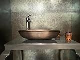 Reines Kupfer, handgehämmert, europäischer Stil, einzelnes ovales Waschbecken für Küche und Badezimmer (63,5 cm)