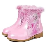 YOSICIL Mädchen Stiefel Prinzessin ELSA Schneestiefel Warmem Eiskönigin Kinder Weihnachten Winterstiefel Outdoor Boot Winter Rutschfest Gefüttert Futter Geburtstagsgeschenk,Rosa,34 EU