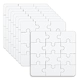 10 Blatt Leere Puzzles für Kinder, 10 x 10 cm Leere Puzzles 12-teiliges Leeres Puzzle Komplett Weiße Puzzles für Kinder, Geburtstagsspiele, Aktivitäten, Partygeschenke, B