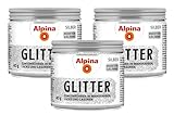 Alpina Kreativ Glitter – Silberner Glitterzusatz zum Einrühren in Wandfarben, Lacke und Lasuren – abriebfest & UV-Stabil - 40g 3er Pack