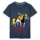 Spreadshirt Yakari Indianer Reitet Auf Kleiner Donner Kinder Premium T-Shirt, 134/140 (8 Jahre), Navy