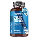 Zink - 400 vegane Tabletten - 1+ Jahr Vorrat - Für Fruchtbarkeit, Reproduktion, Immunsystem, Haut, Haare, Nägel & Stoffwechsel - Zink Bisglycinat (Zink Chelat) - Hohe Bioverfügbarkeit - WeightW