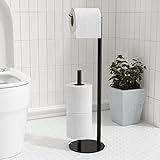 Toilettenpapierhalter schwarz, freistehender Toilettenpapierhalter, Edelstahl Toilettenpapierrollenregal und Spender für 3 Papierrollen, Badezimmerzubehö
