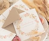 Einladungskarte Trockenblumen - zur Konfirmation, Kommunion für Mädchen oder Junge - quadratische Klappkarten inkl. Umschlag (15 Stück Kommunion Karten)