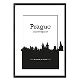Nacnic Poster mit der Karte von Prag - Tschechische Republik. Skyline Blätter mit Städten in Europa mit schwarzen Schatten. A4-F
