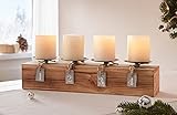 Kerzenboard Advent aus Holz für 4 Kerzen, mit Ziffern 1 bis 4, Kerzenleiste 42 cm lang, Kerzenhalter für Stumpenk